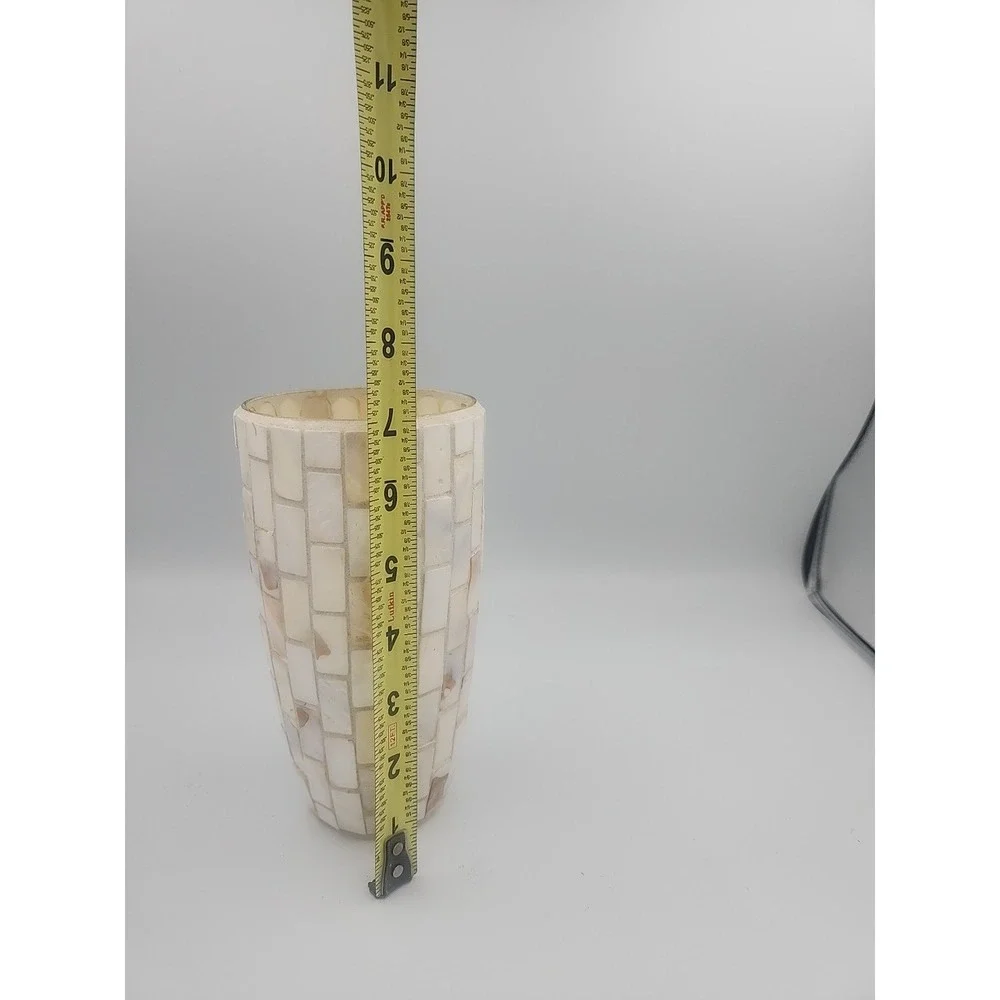 Mother of Pearl Mosaic Cylinder Vase 7